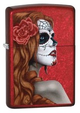 Zippo 28830, Day of the Dead Design, Candy Apple Red Lighter