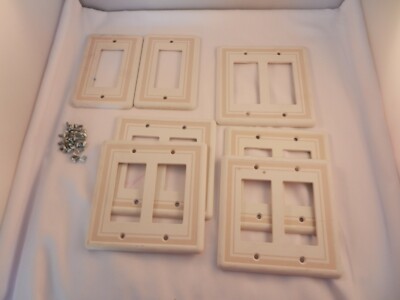 CREAM DOUBLE ROCKER SWITCH PLATES PLUS SINGLE SWITCH PLATES ''NEW'' SET OF 7