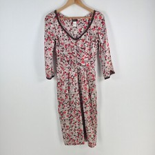 Collette Dinnigan womens silk dress size S silk floral pencil belt 3/4 slv071545