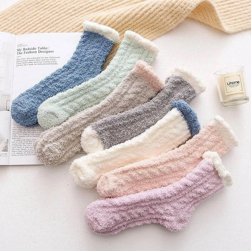 5Pairs Women Ladies Soft Fluffy Bed Socks Winter Warm Lounge