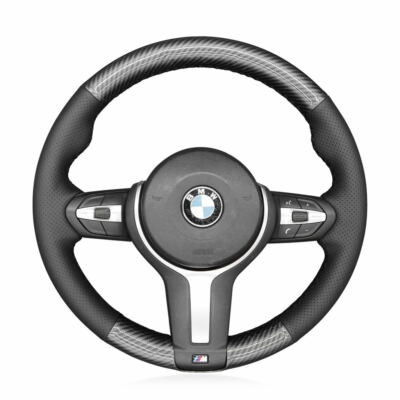Hand-Sewing Carbon Fiber Hole Leather Steering Wheel Covers Wrap For BMW M4 M3