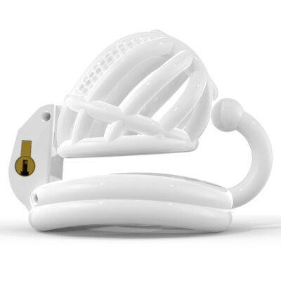 White Splitter Resin Male Chastity Cage Device - Fast Shipping!