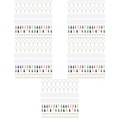 5 Sets Key Ring DIY Kit Acrylcire -Discs Schlüsselbund -Blanks Quasten -Anhänger