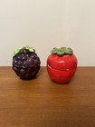 Vintage Strawberry & Grapes Fruit Shaped Jelly Jam Jars Dishes — photo 3