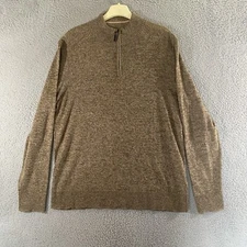 Smartwool Sweater Mens Large Brown Sparwood 1/4 Zip Pullover Merino Wool Blend