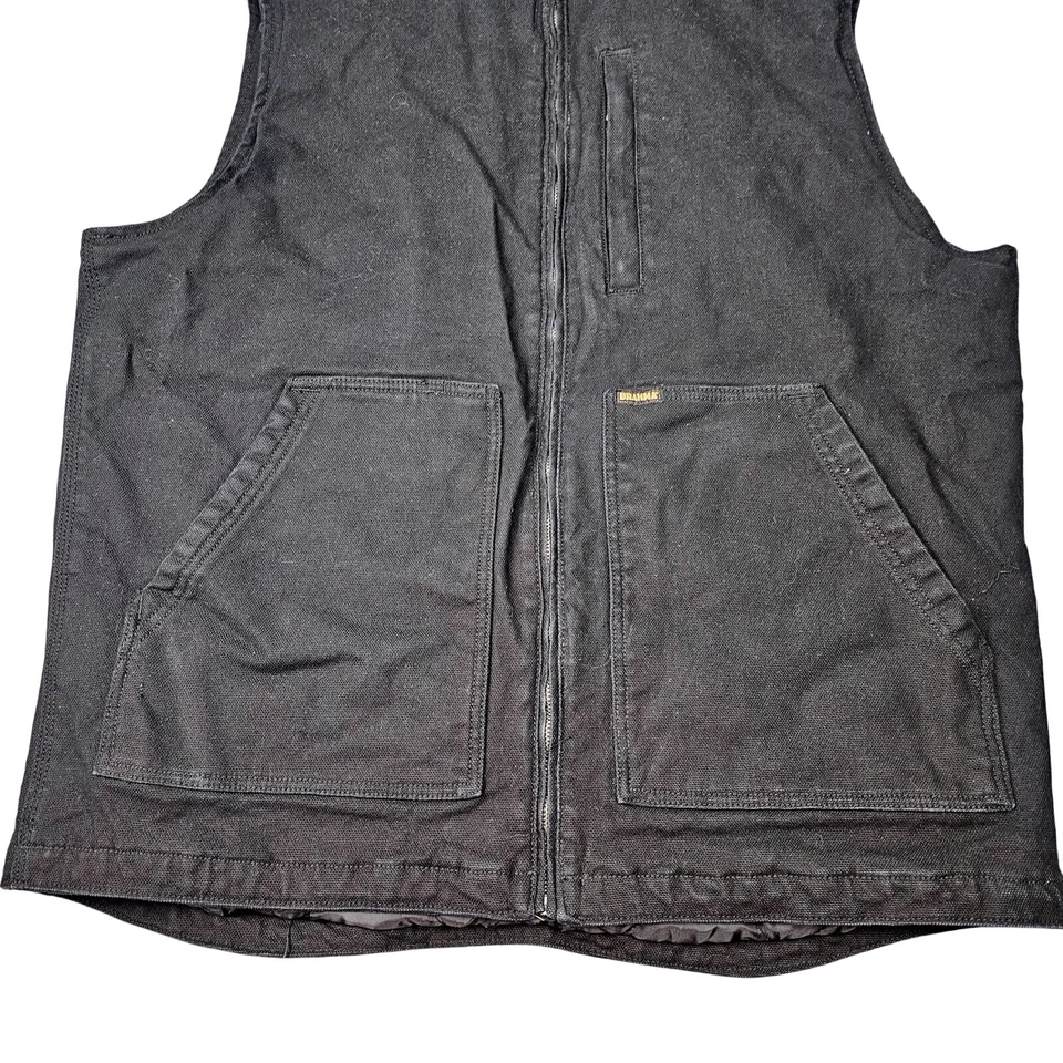 Brahma Mens Size XL Black Insulated Duck Canvas Work Vest Full Zip Pockets - Image 3 of 4