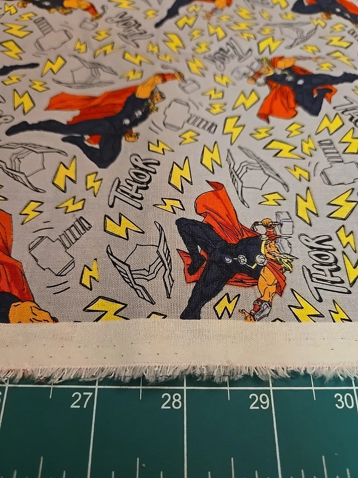Marvel Retro Thor Hammer fabric 1/2 Yard  Avengers Lightening Bolt Precut Cotton - Image 3 of 4