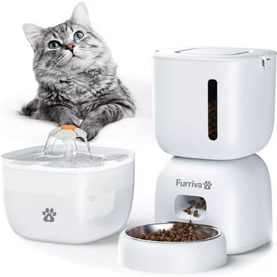 #ad Automatic Cat Feeder amp; Water Fountain 2 in 1 Feeding Set with Feeding Schedule $54.99