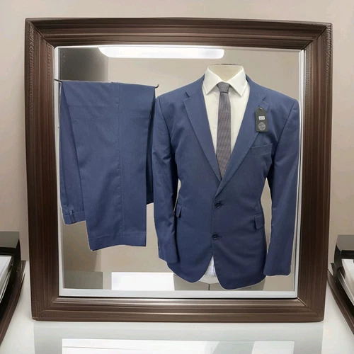 Occasions Men's Blue Suit Tailored Fit 2 Piece Formalwear C46S W40 L31