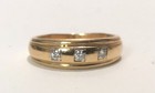 Vintage 14K Gold 3 Diamond Ring sz 9 Wedding Gypsy Band 5.75g — photo 1