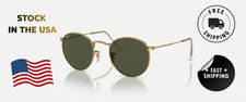 Ray-Ban RB3447 Round Metal Men's Sunglasses - Gold/Solid Green