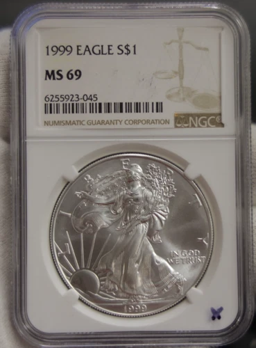 1999  US Silver Eagle $1 NGC MS69.