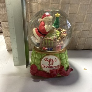 Snow Globe Santa w/ Baby First Christmas