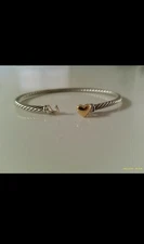 David Yurman Sterling Silver 18k Gold Cable Bracelet 4mm Size S