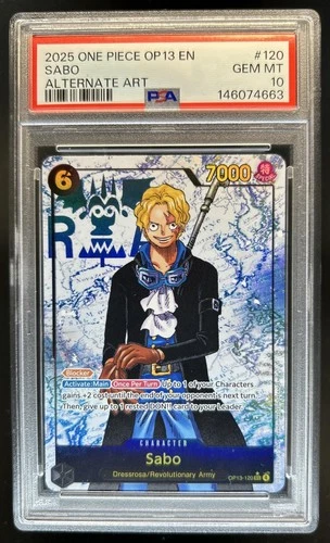 2025 One Piece Carrying On His Will Sabo Secret Rare Alt Art #OP13-120 PSA 10