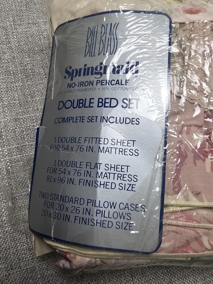 Vintage Bill Blass Springmaid Double Bed Set Floral Windemere No-Iron USA New - Image 2 of 4