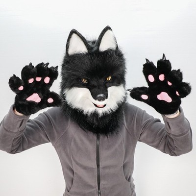 Simulation Wolf Mask Plush Fox Headgear Halloween Wolf Headgear Horror Funny Cos