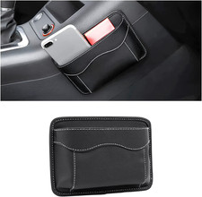 PU Leather Car Seat Side Pocket Organizer, Black/Flag  Holds Phones Pens and Ca