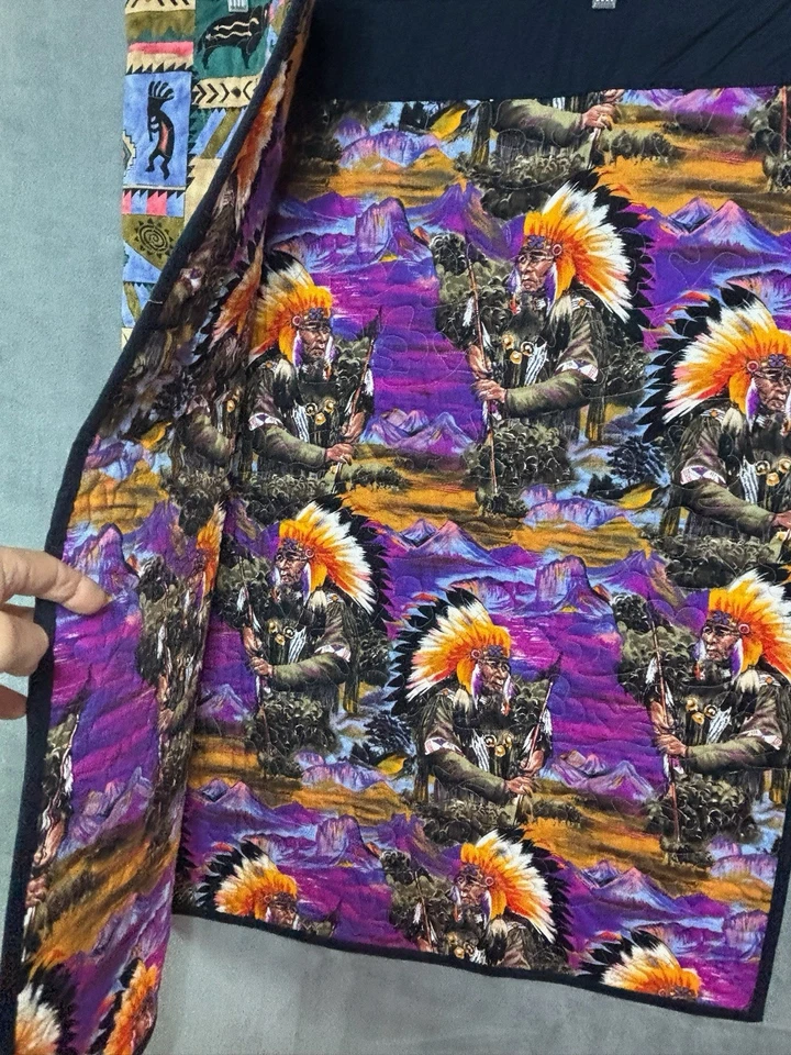 Handmade Southwest Kokopelli Native American Quilted Tapestry Wall Hanging - Image 2 of 4