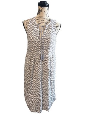 Universal Thread Linen Bld Sleeveless XS Grey White Shift Dress Coastal Grannie
