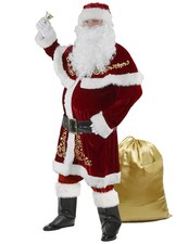 Men s Santa Costume Set Christmas 12pcs Deluxe Velvet Adult Santa Claus Su