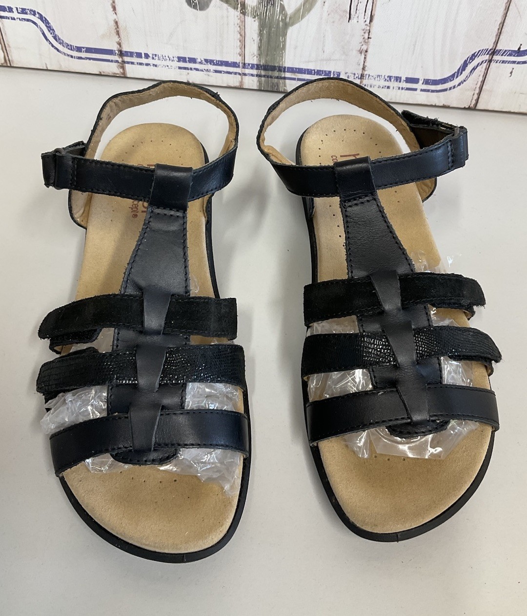 SAOLA Sandali aperti Hotter SOL Comfort Concept in pelle nera con punta aperta UK 4 5 EUR 37 5