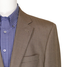 Jos A Bank Signature Sport Coat Blazer Men 42L Brown Houndstooth Wool Gordon