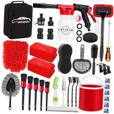 Car Wash Cleaning Kit with Foam Gun Sprayer Detailing Brushes Collapsible 39Pcs