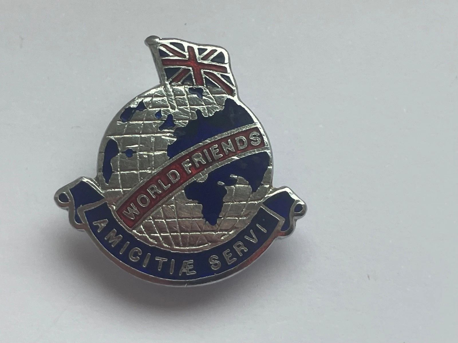 Vintage Original World Friends Enamel Button lapel Badge