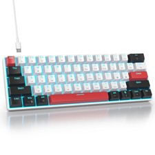 60 Mechanical Gaming Keyboard Red Switch LED Backlit 61 Keys Wired White PC