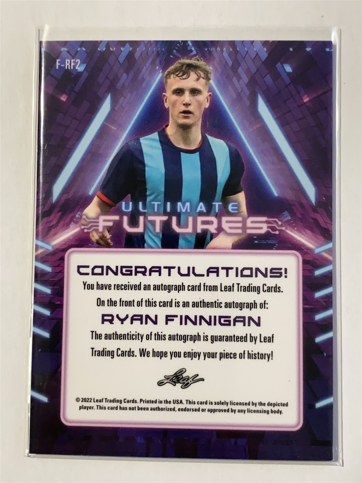 RYAN FINNIGAN 2022 Leaf Ultimate Soccer Futures Spectrum Silver AUTO 2/7 (Z2)