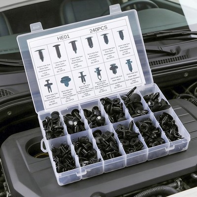 Clips De Retenedor De Parachoques Remaches De Plastico Para Autos 240Pcs