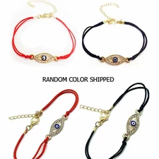 1 Evil Eye String Kabbalah Bracelet Nazar Bead Zirconia CZ Good Luck Protection