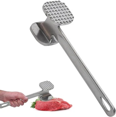 Heavy Duty Stainless Steel Meat Tenderizer DualSided Mallet Non-Slip Heart Shape