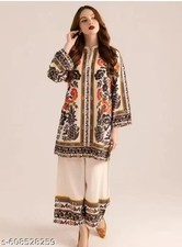 Indian Bollywood Co-Ord Set Women Printed Tunic Kurta Pant Set Ethnic Dress