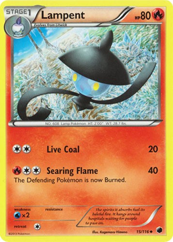 Lampent - 15/116 - Uncommon (Lp) Plasma Freeze - Fire Pokémon