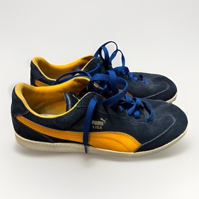 PUMA Liga OG Retro Black yellow  Mens Size 10.5 Suede Used Sneakers