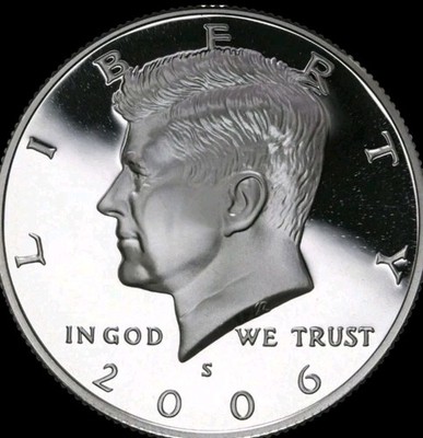 2006 S Silver Proof Kennedy Half Dollar 90% Silver Cameo, Taken From Proof Set