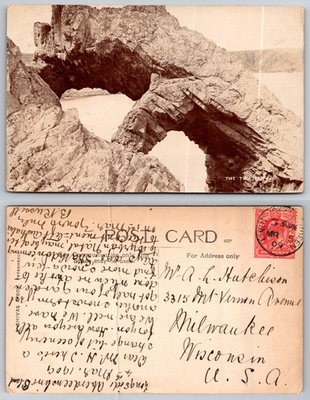 #ad 1909 The Twa Brigs Rock Formation Peterhead Scotland Postcard $3.99