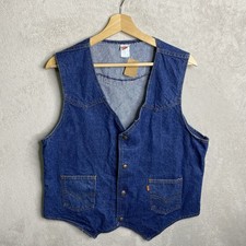 Vintage Levi's Orange Tab Large Denim Blue Jean Vest Western Biker Size Large