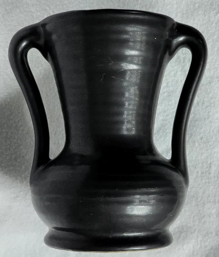 Large Van Briggle Pottery Vase w HTF Matte Black Glaze & Artist's Initials
