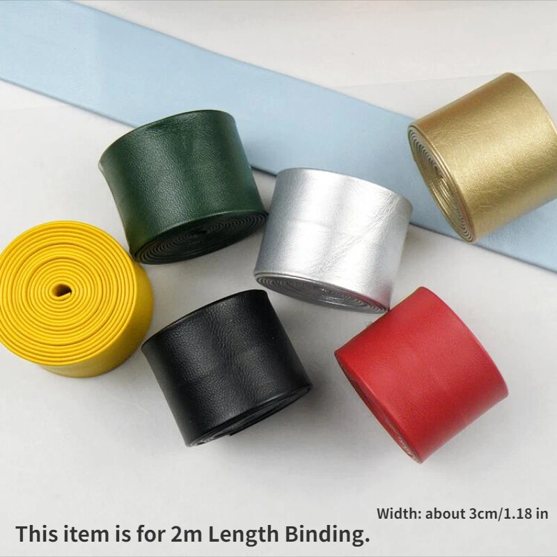 2M Faux Leather Binding Ribbon Edge Trims Sew 3cm Width for Sofa Clothes Costume - Image 2 of 4