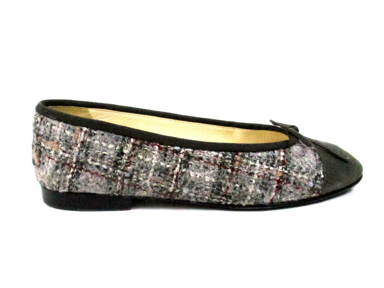 chanel tweed ballet flats