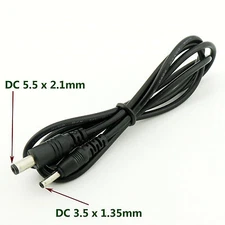 5.5x2.1mm Male Plug to 3.5x1.35mm Male Plug CCTV DC Power Cable Cord Adapter 3FT