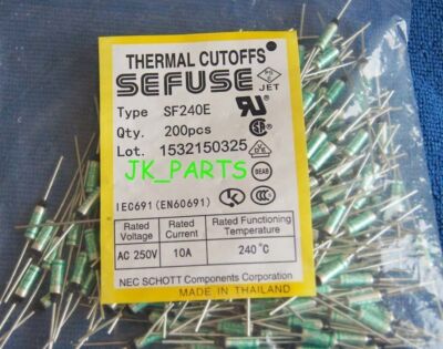 10Pcs SF240E Thermal Fuse Cutoffs - 240C Degree 10A 250V Replacement Parts