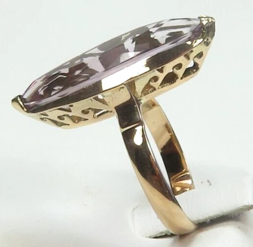 Antique 1920's Marquise Amethyst 13K Rose Gold Ring Size 5.5 UK-K1/2 5.67 Carat - Image 3 of 4