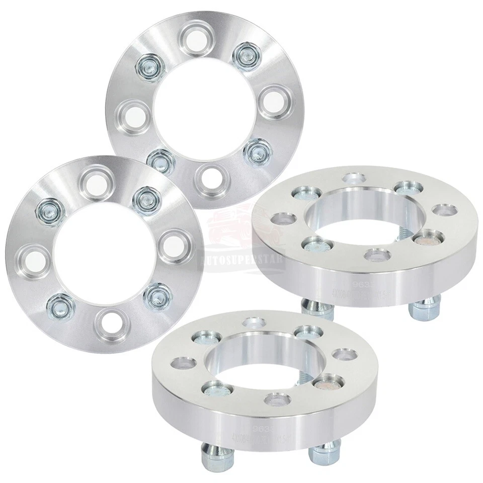 4 Pcs 1" 4x108 to 4x100 12x1.5 Studs Wheel Spacers For Ford Mustang Focus - Image 2 of 4