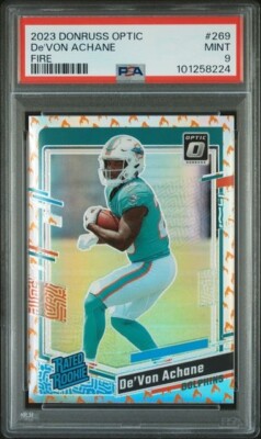 Devon De'Von Achane 2023 Panini Donruss Optic Fire Emoji Prizm Rookie #269 SP