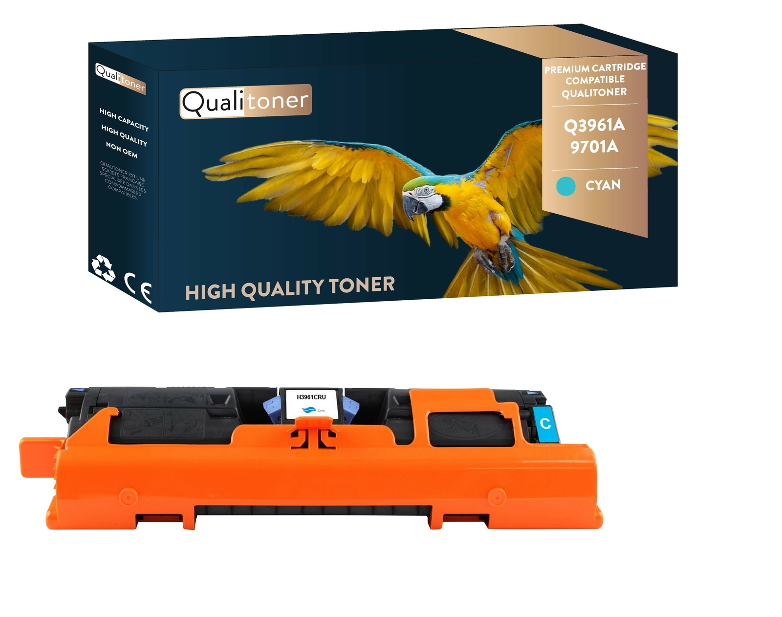 Toner HP Q3961A Cyan compatible C9701A pour imprimante laser Color LaserJet Qualitoner