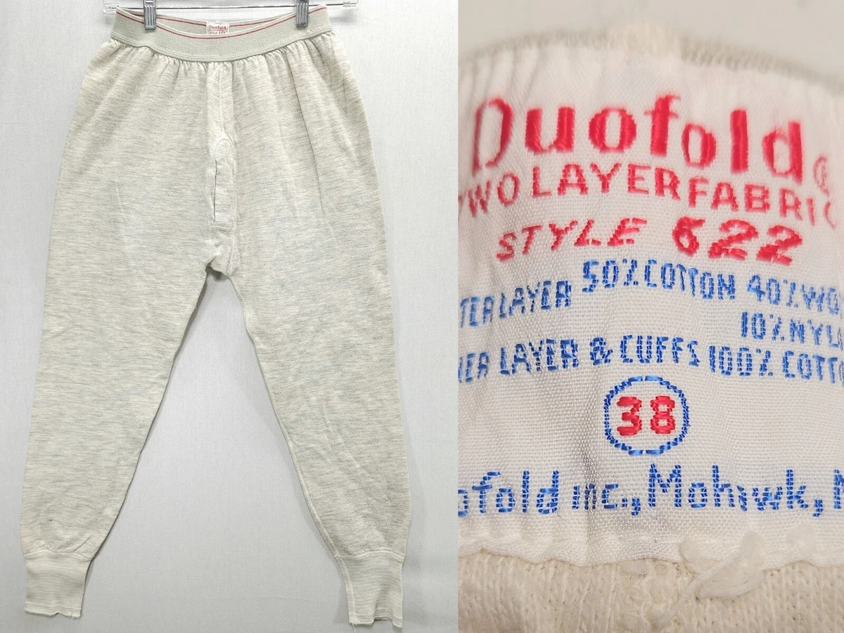 Vtg DUOFOLD 1950s 1960s Sz 38 Wool Thermal Long Underwear Pants 622 Heather  Gray